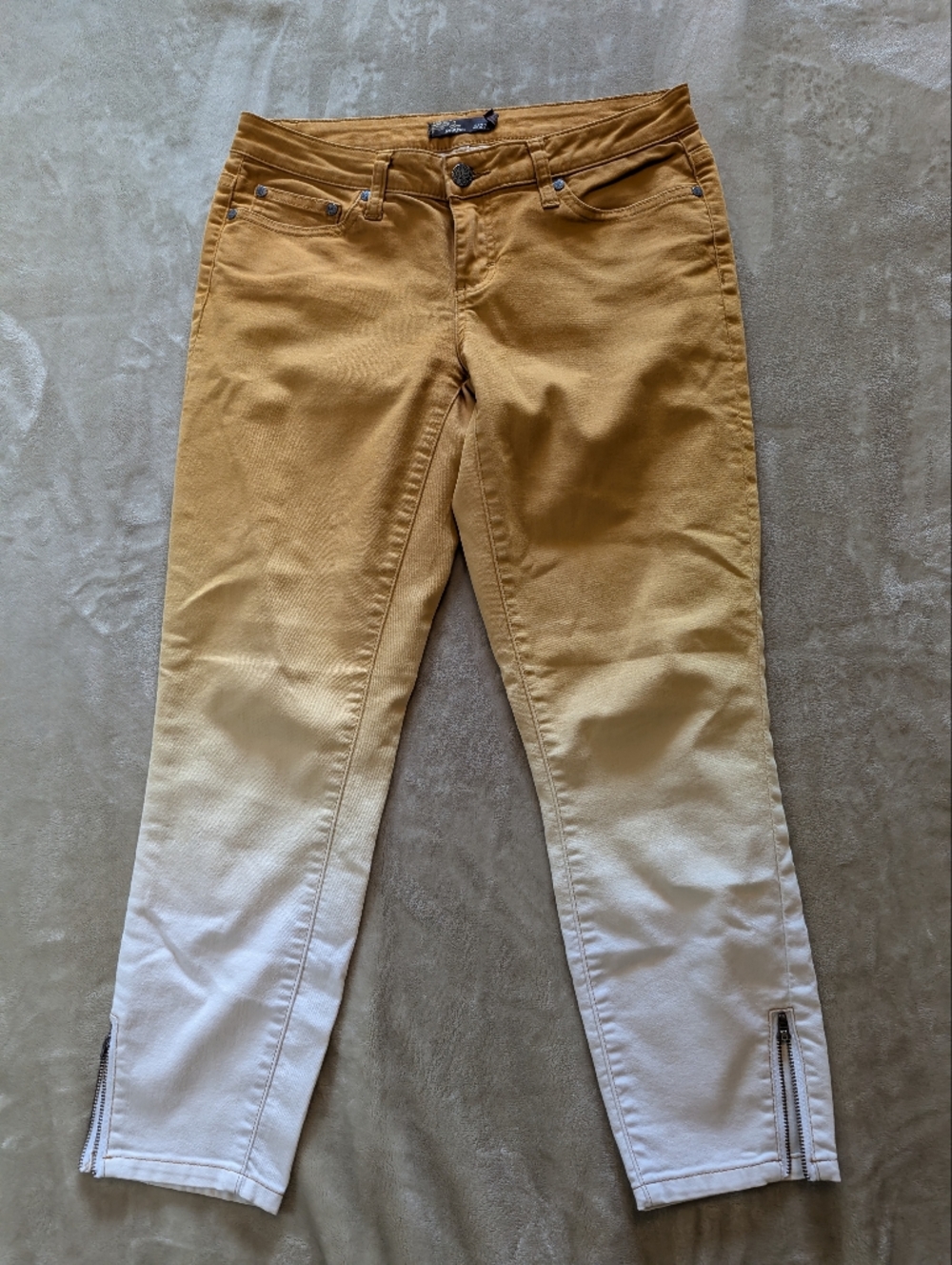 Prana Ombre Mustard to White Skinny Jeans